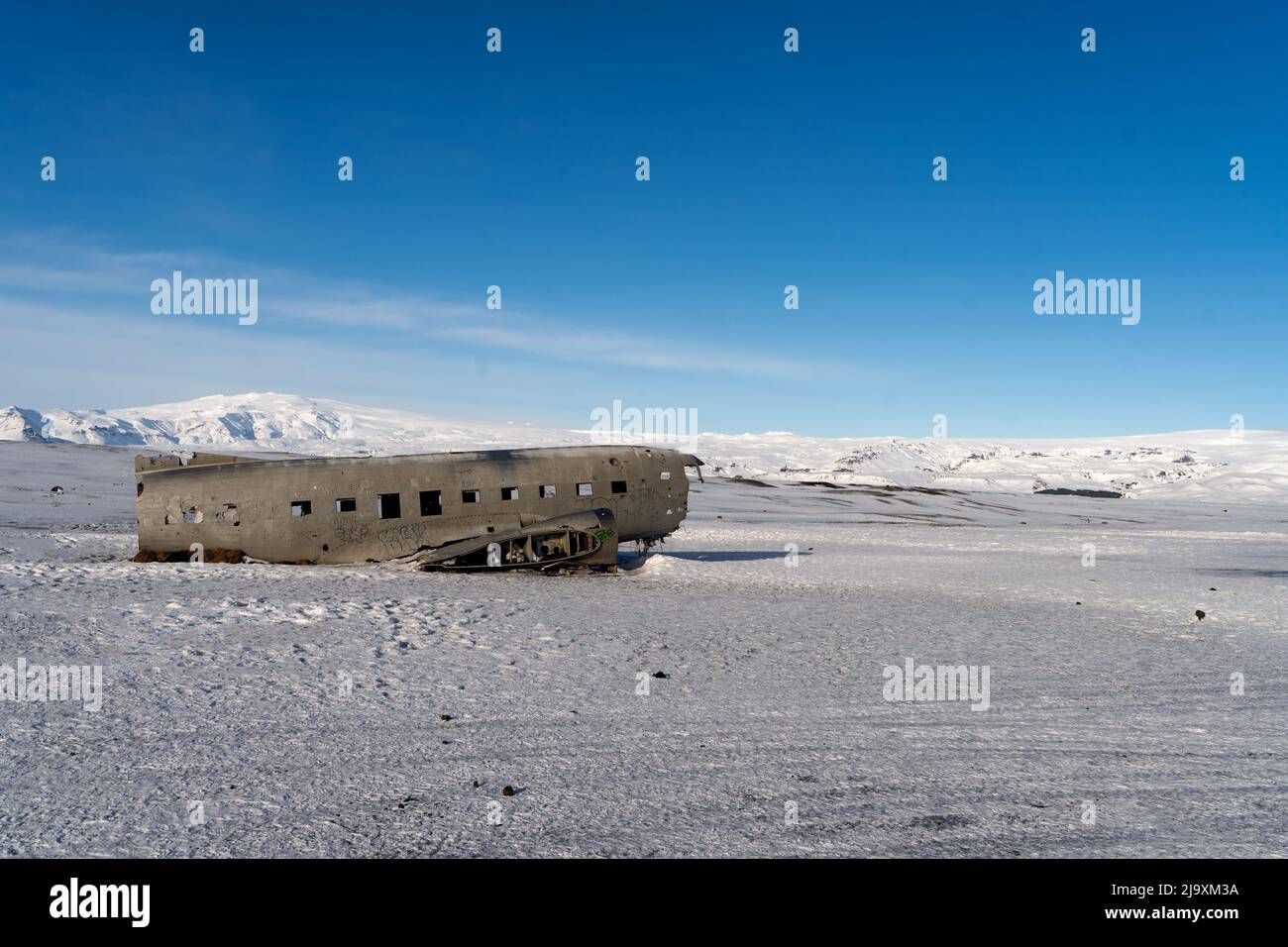 Verlassene Militärflugzeuge in Island Stockfoto