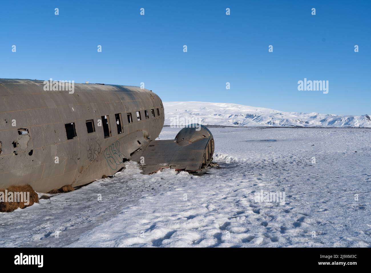 Verlassene Militärflugzeuge in Island Stockfoto