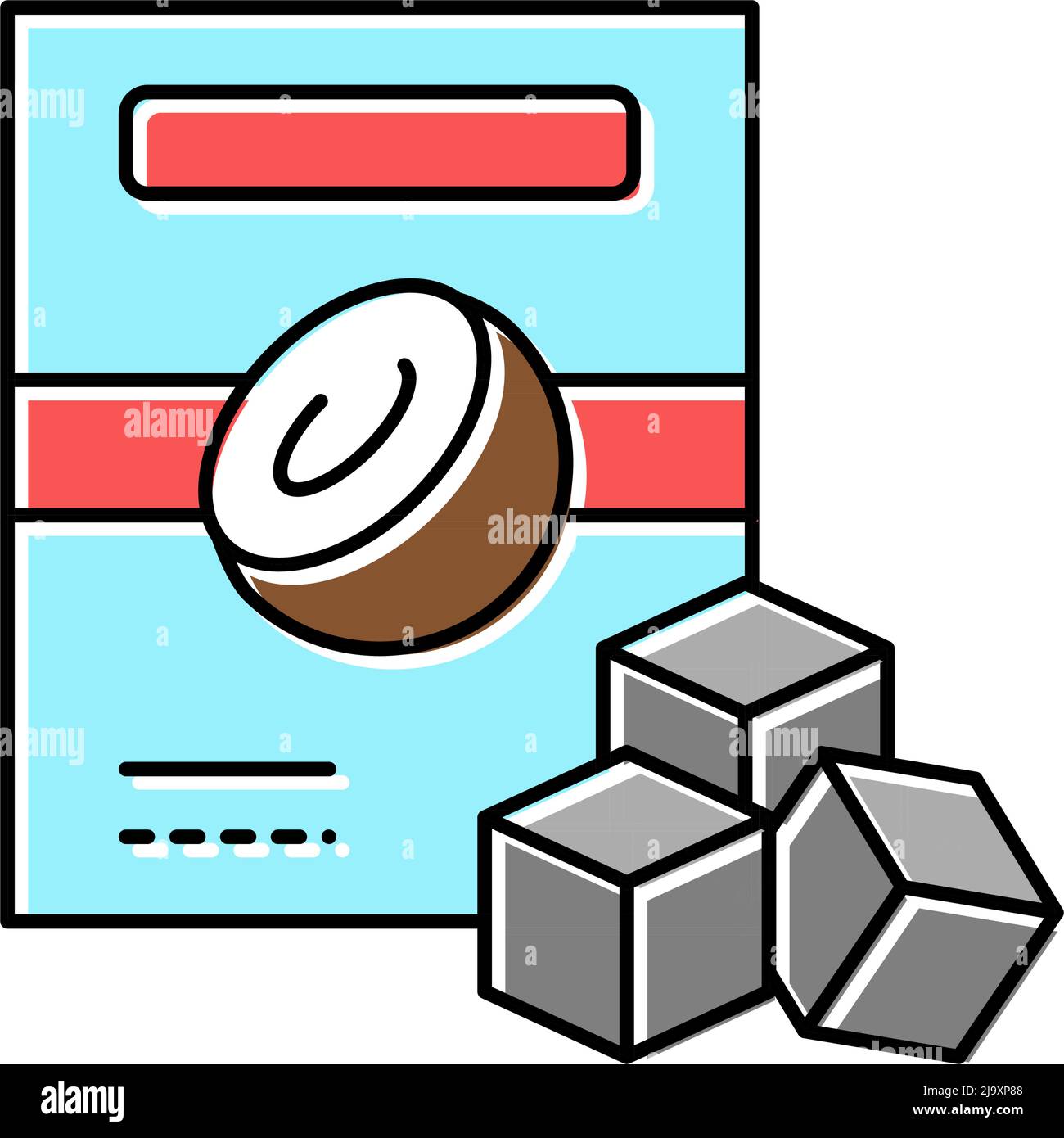 Cocoal Cubes Coconut Color Icon Vektorgrafik Stock Vektor