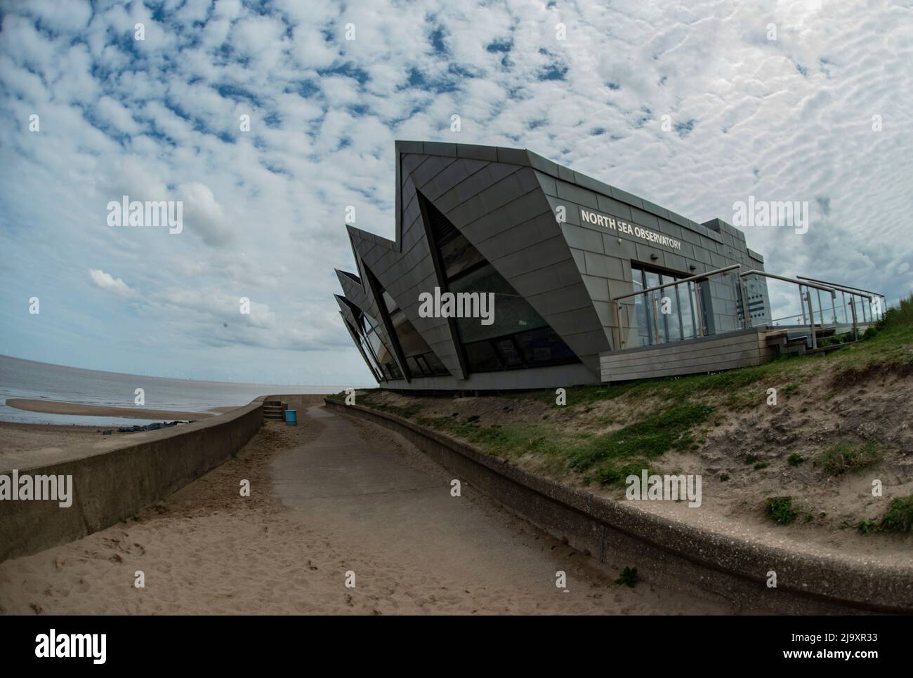 North Sea Observatory, Chapel Point, Lincolnshire, Großbritannien - Großbritanniens einziges speziell erbautes Marine Observatory, am Nordrand von Chapel St. Leonards. Stockfoto