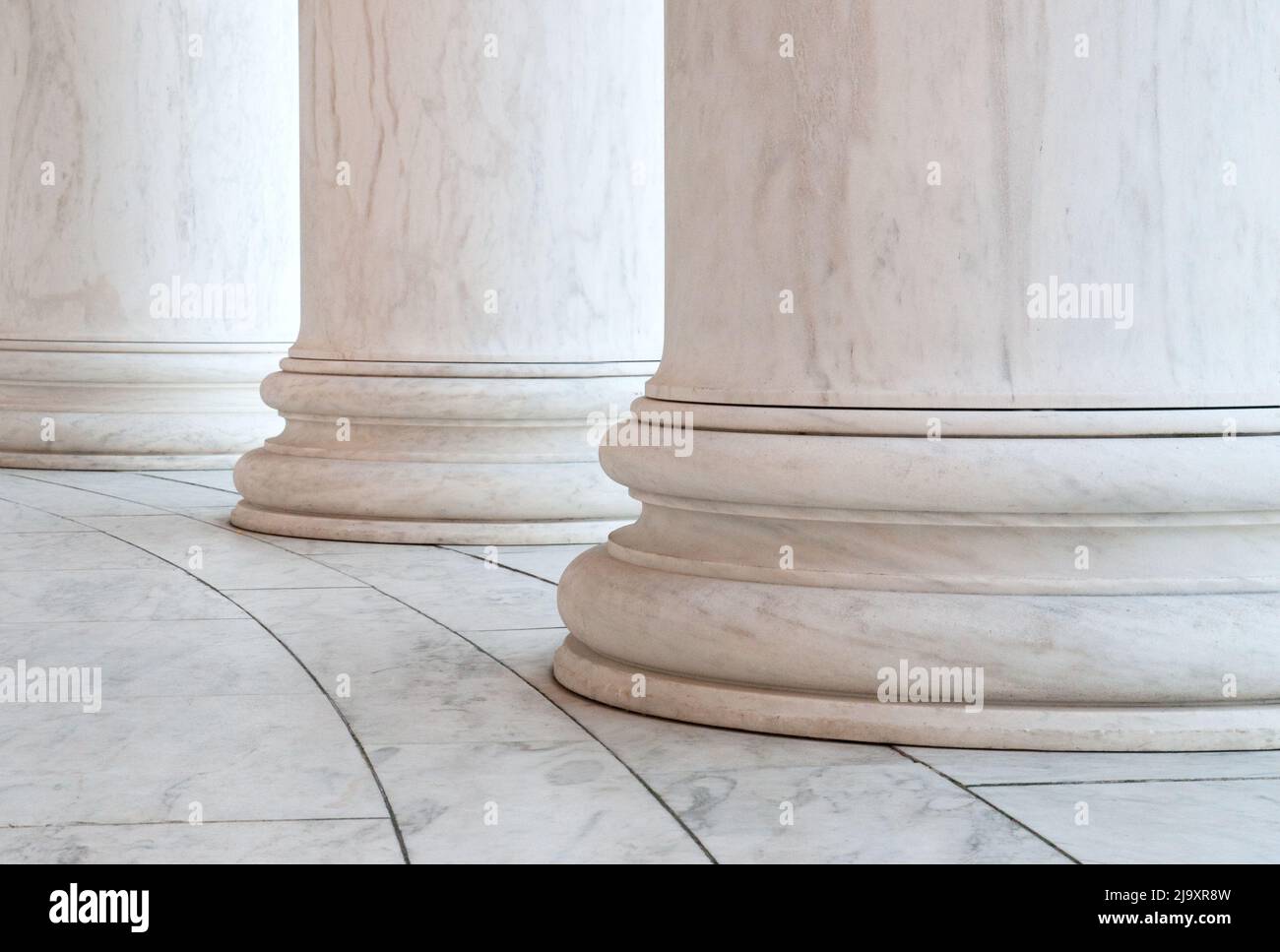 Basis der ionischen Säulen am Jefferson Memorial in Washington DC Stockfoto