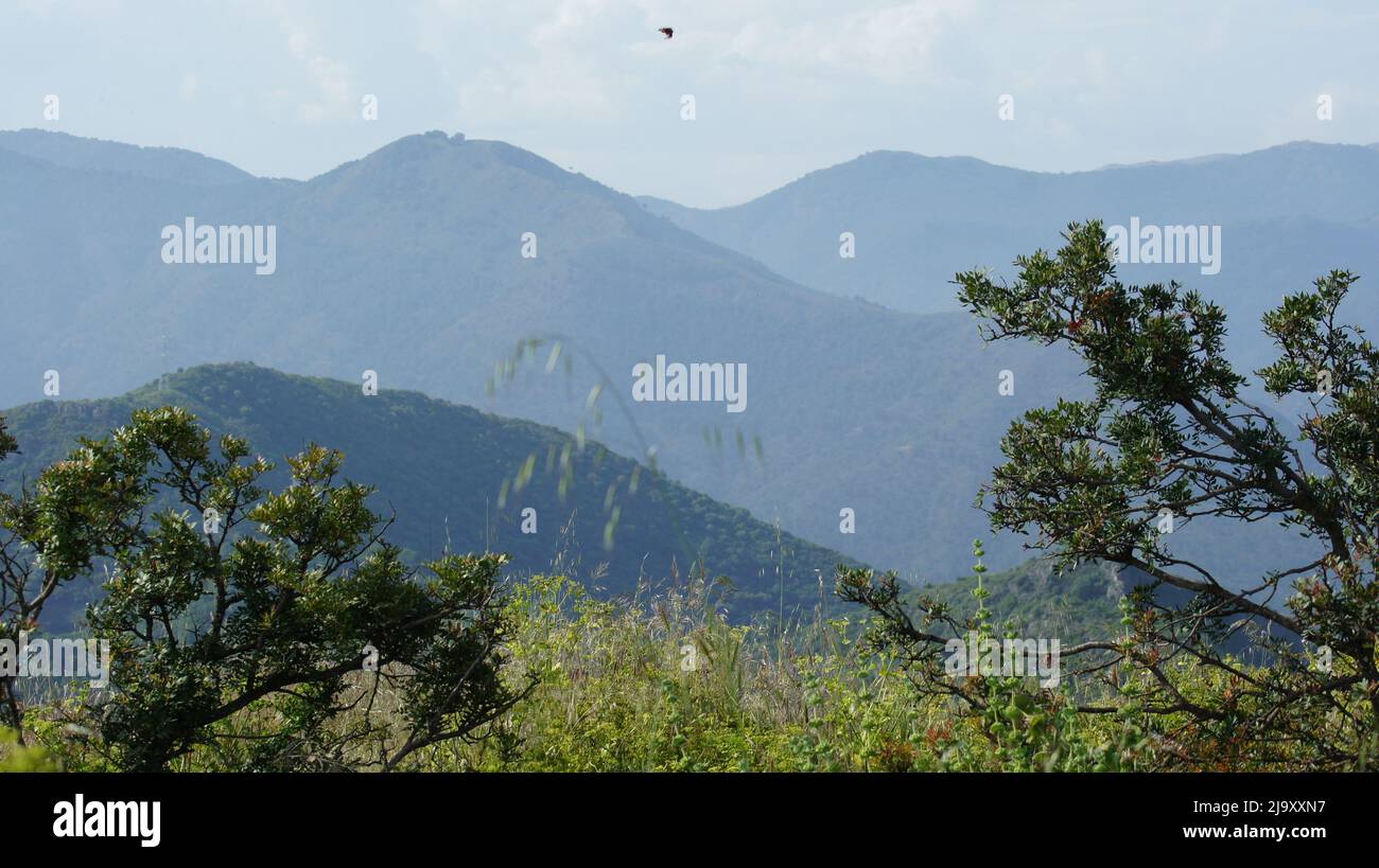 Blick auf die Berge an der Küste von Malaga, Spanien Stockfoto