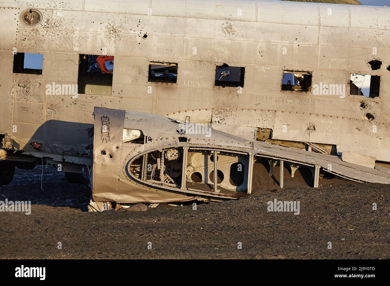 Flugzeugwrack in Island Stockfoto