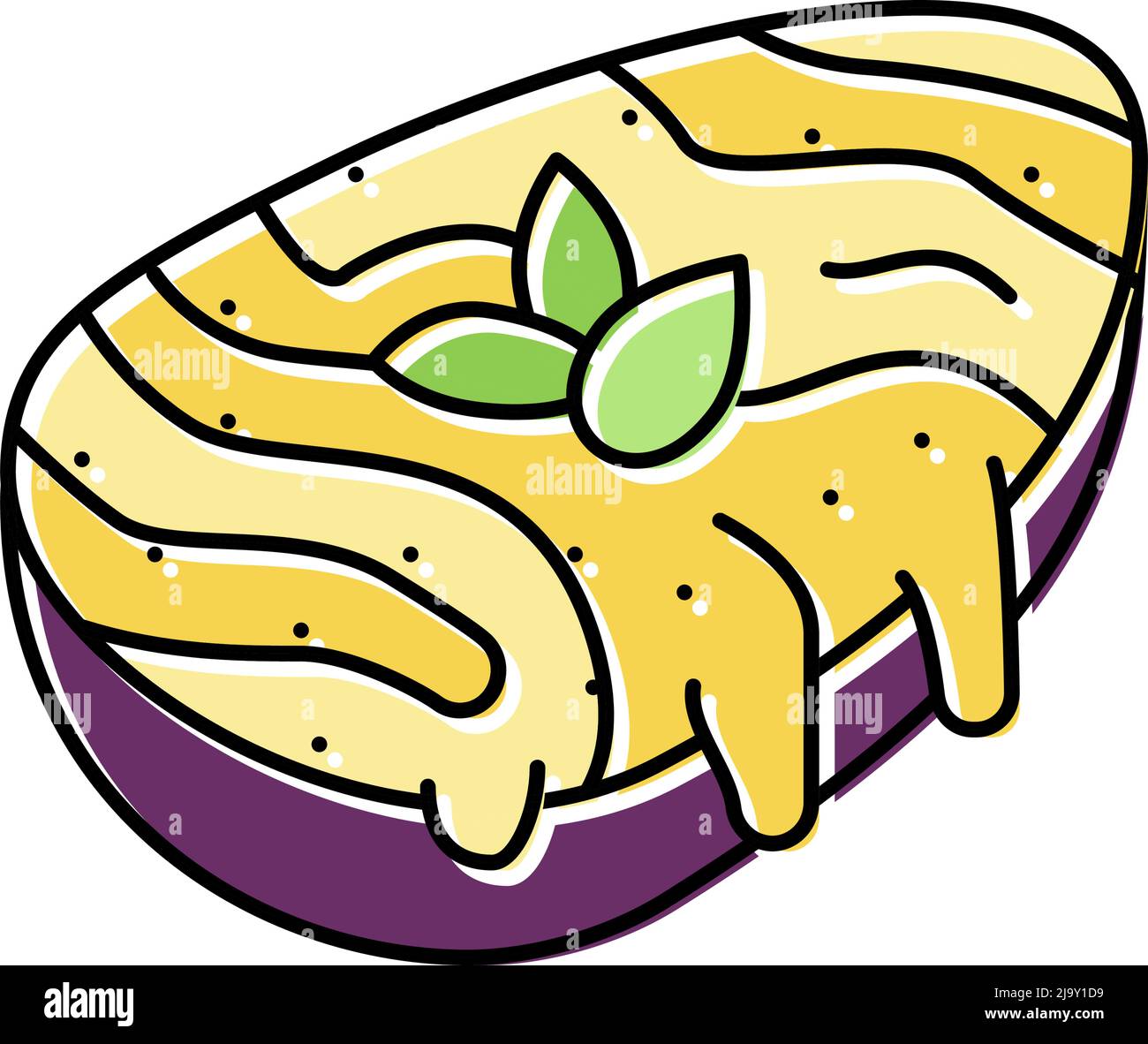 Auberginen mit Käse Farbe Symbol Vektor-Illustration Stock Vektor