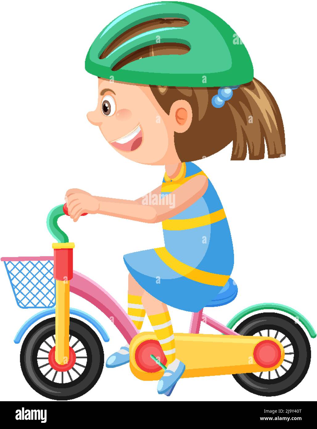 Kleines Mdchen Fahrrad fahren in Cartoon-Stil Illustration  Stock-Vektorgrafik - Alamy