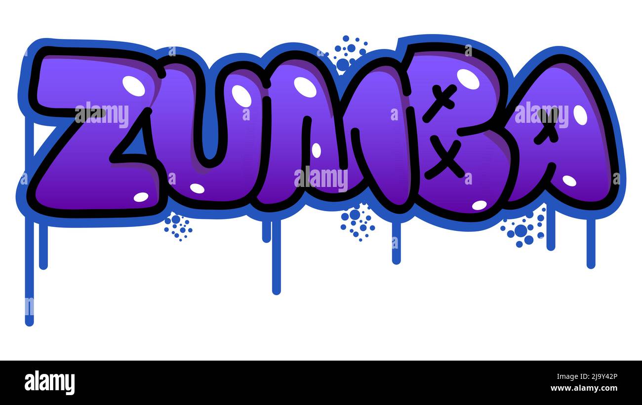 Zumba. Graffiti-Tag. Abstrakte moderne Straßenkunst Dekoration in städtischer Malerei Stil durchgeführt. Stock Vektor