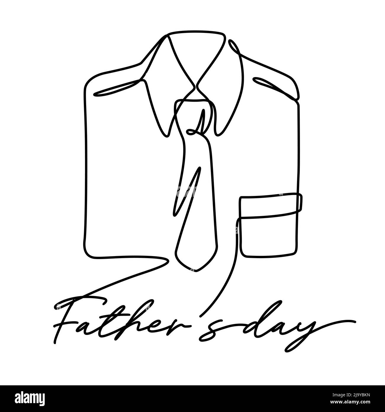Happy Father's day Geschenk Krawatte und Hemd Linie Kunst Vektor Illustration. Eine Linie zeichnen und kontinuierlichen Stil Stock Vektor