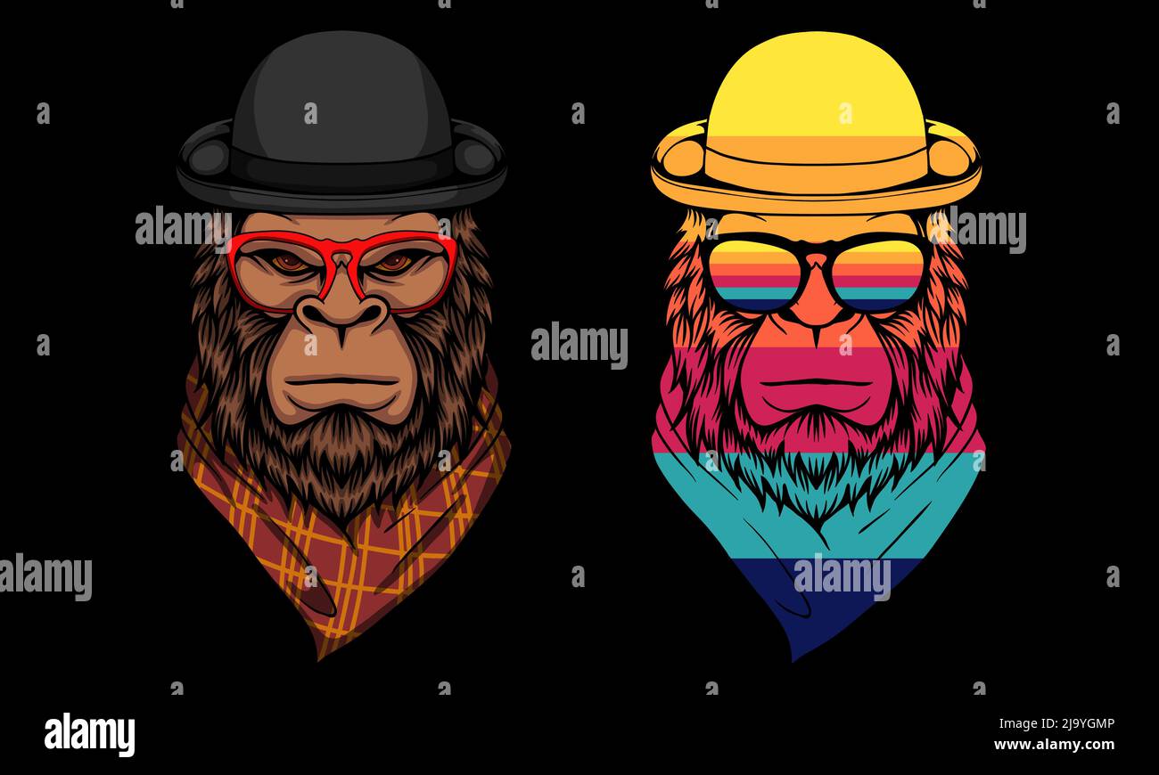 Bigfoot cool trägt ein Bandana und Kreis Hut Stock Vektor