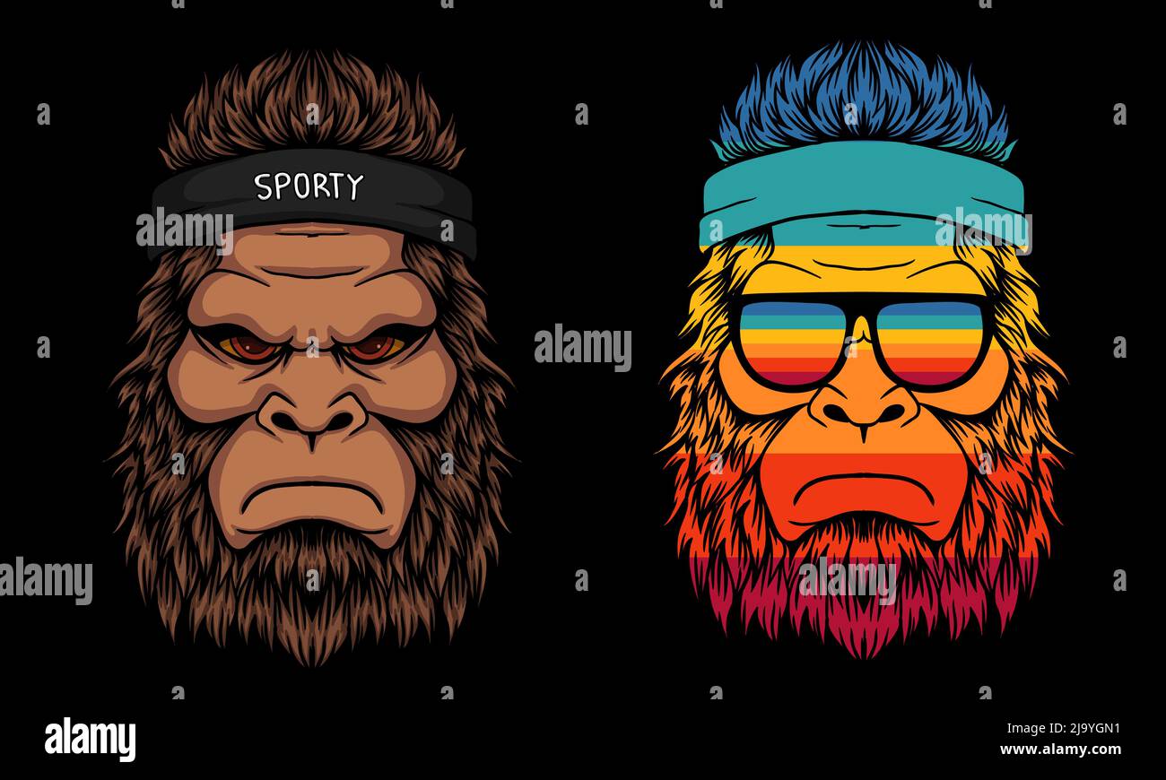 Bigfoot cool trägt ein Kopfband Vektor-Illustration Stock Vektor