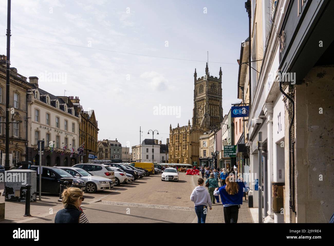 Stadtbild von Cotswold Market Stadt Cirencester, Gloucestershire, Großbritannien Stockfoto