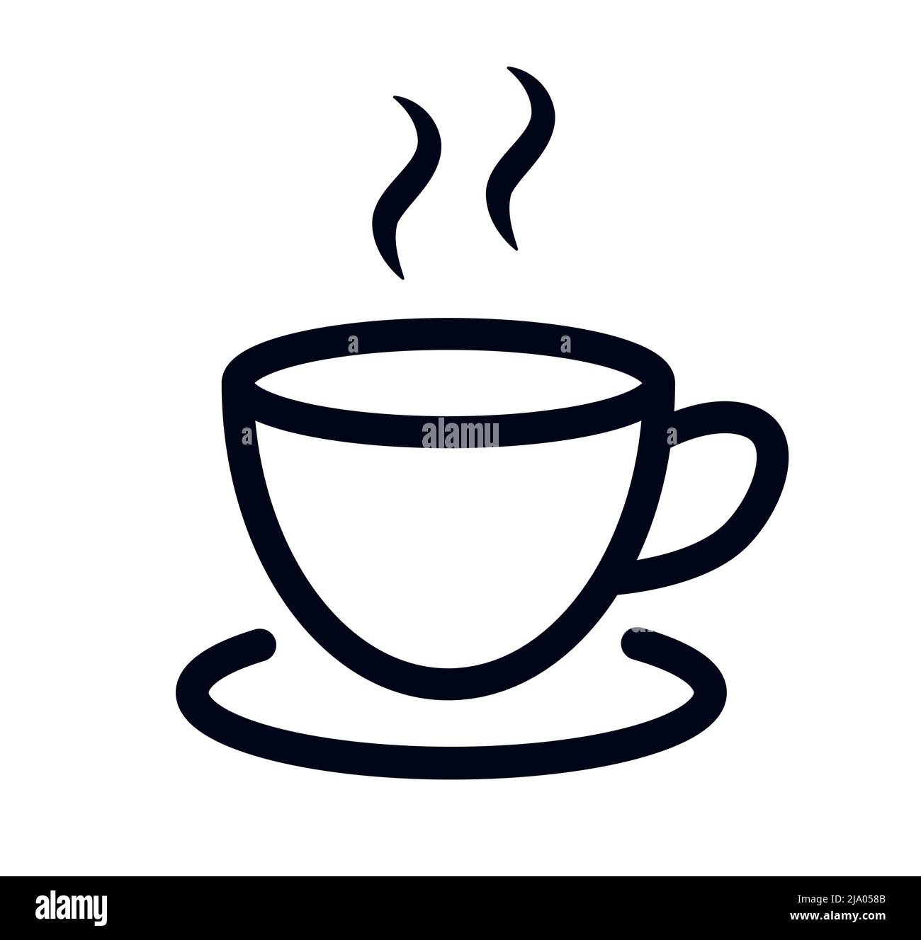 Tasse Heißgetränk Tasse Kaffee oder Tee Vektor Illustration Linie Kunst Symbol Stock Vektor