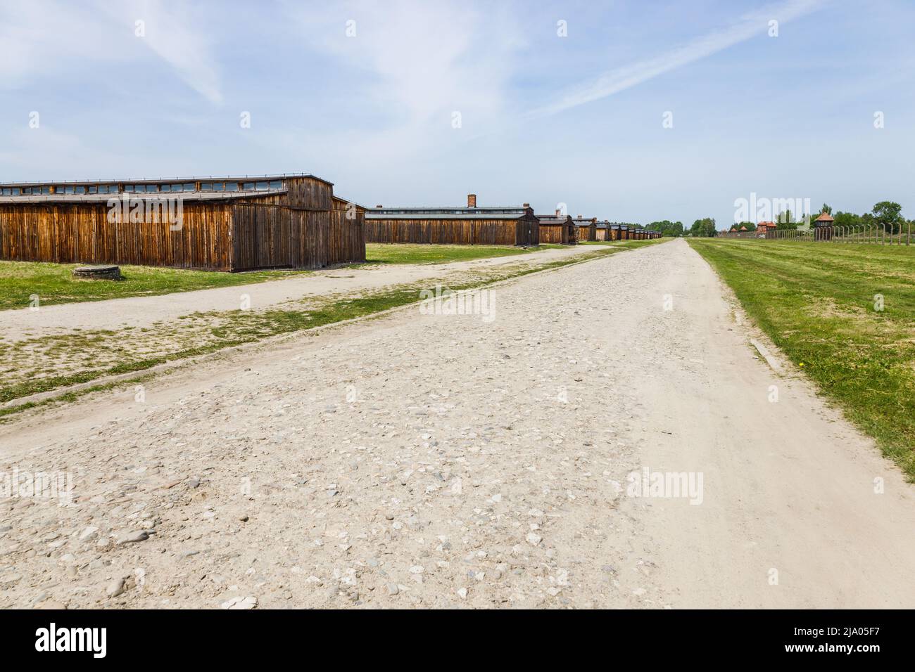 Kaserne des Konzentrationslagers Auschwitz-Birkenau. Holocaust-Mahnmal. Oswiecim, Polen, 16. Mai 2022 Stockfoto