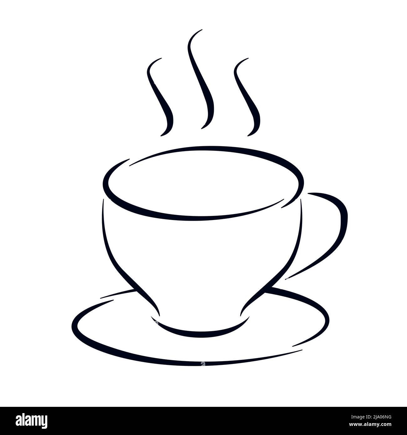 Tasse Suppe Kaffee Tee oder andere heiße Getränke Vektor Illustration Linie Kunst Symbol Stock Vektor