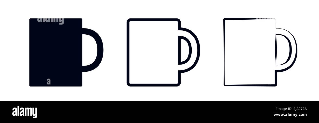 Arten von Tasse oder große Tasse Symbole Vektor Illustration Symbole Stock Vektor