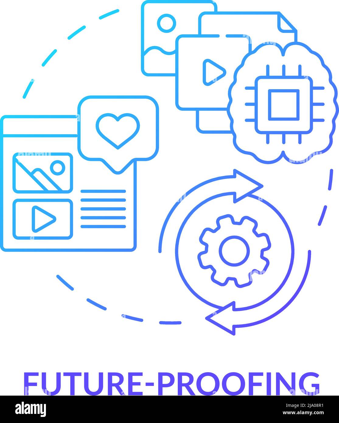 Symbol für das Konzept des zukunftssichtigen blauen Farbverlaufs Stock Vektor