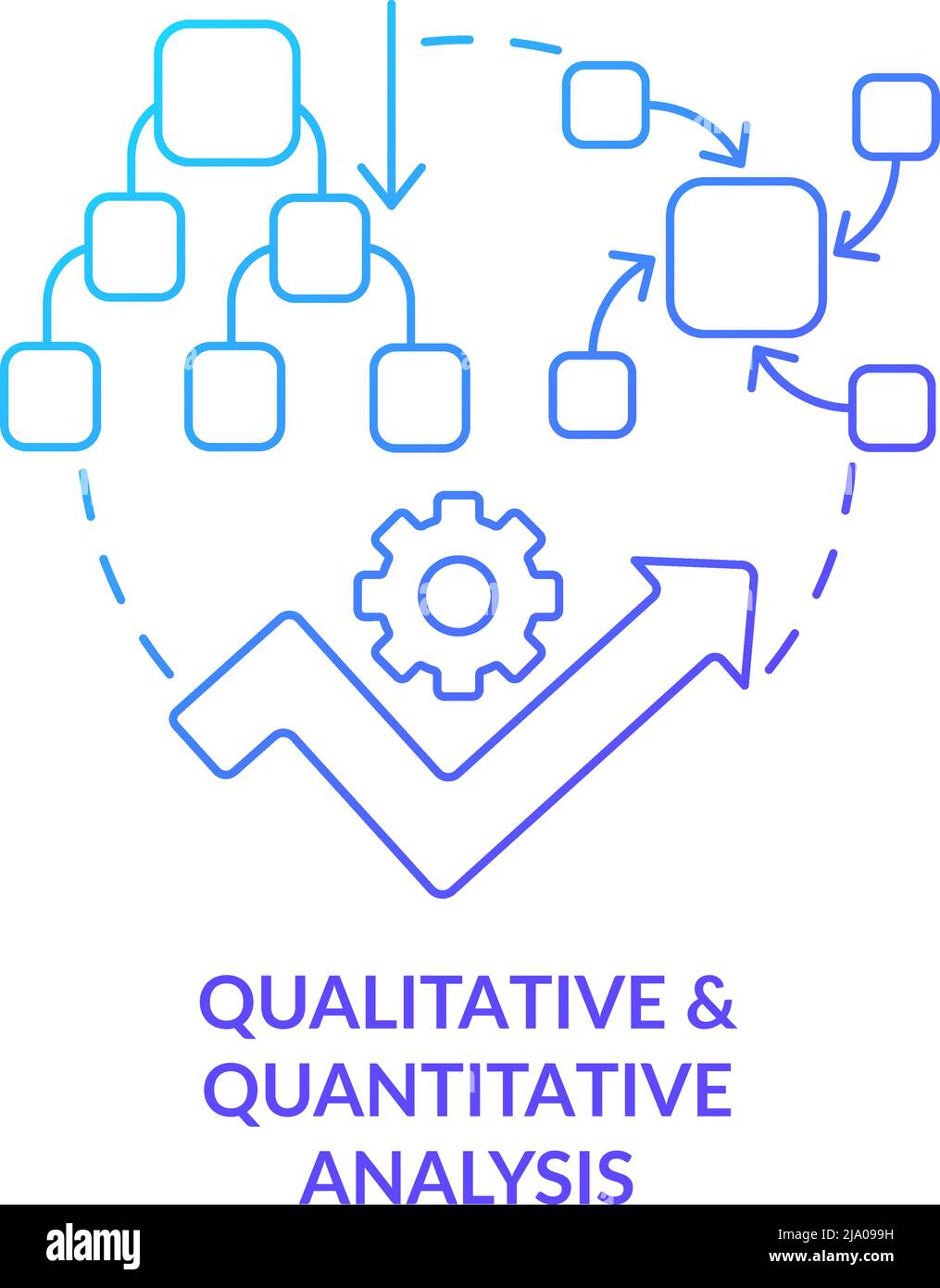 Symbol für das blaue Gradientenkonzept der qualitativen und quantitativen Analyse Stock Vektor