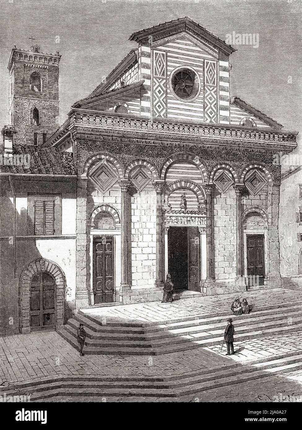 Kirche Sant Andrea, Pistoia. Toskana, Mittelitalien. Europa. Kleine Städte und große Kunst in der Toskana von Henri Belle 1871. Le Tour du Monde 1879 Stockfoto