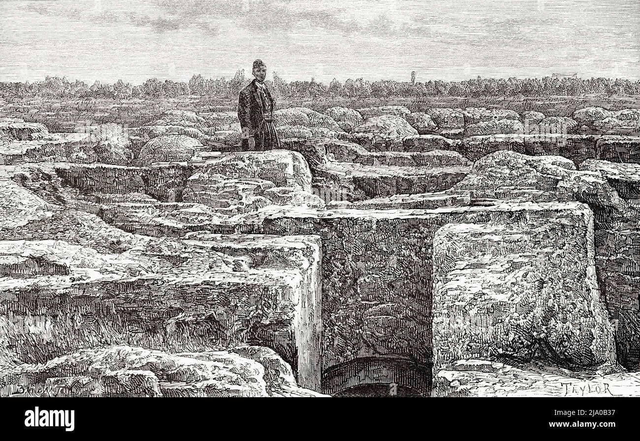 Felsgräber um Latakia. Syrien, Naher Osten. Die Nusayris von Léon Cahun 1878. Le Tour du Monde 1879 Stockfoto