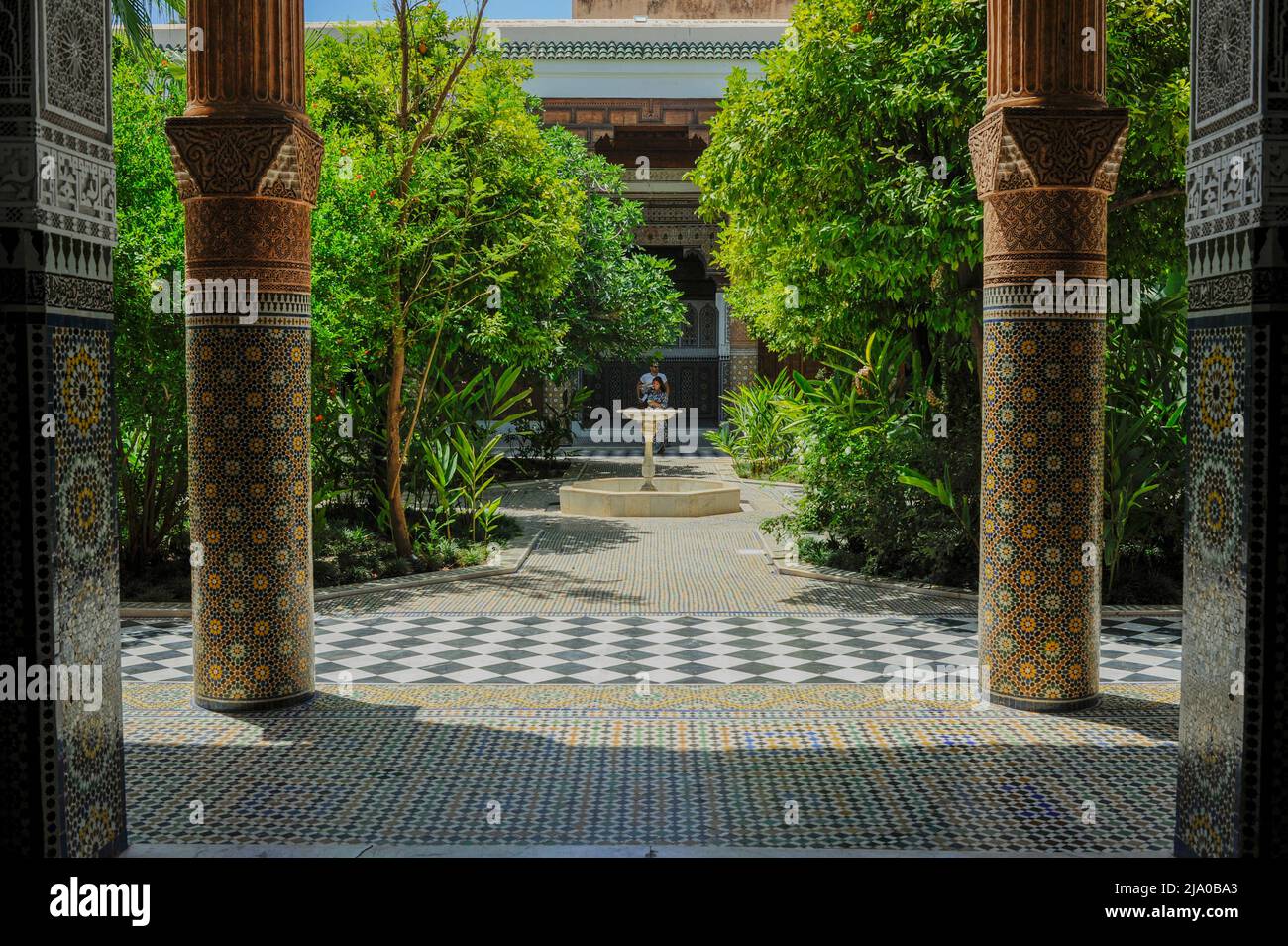 Dar El Bacha Museum der Zusammenflusse in Marrakesch. Es ist ein majestätisches Museum/Palast, der von der National Foundation of Museums verwaltet wird. Stockfoto