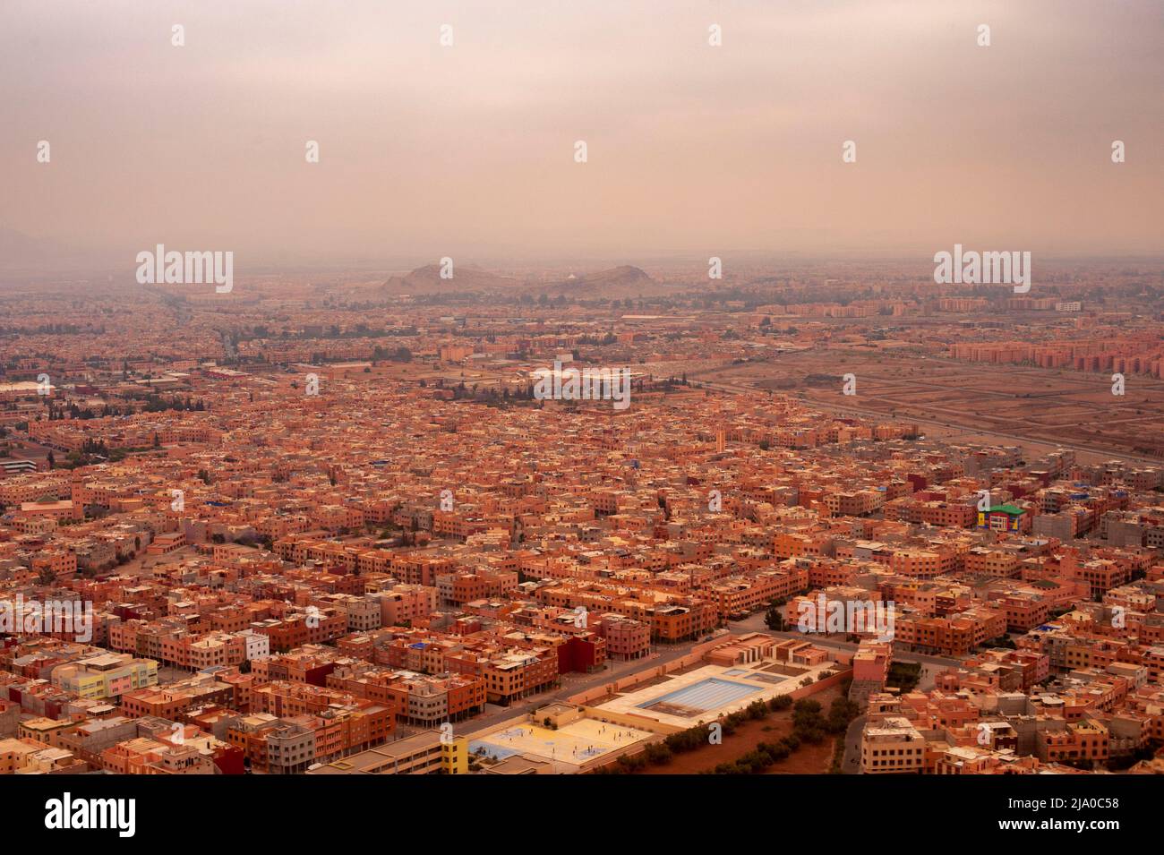 Marrakesch von oben gesehen. Marrakesch, Marokko. Stockfoto