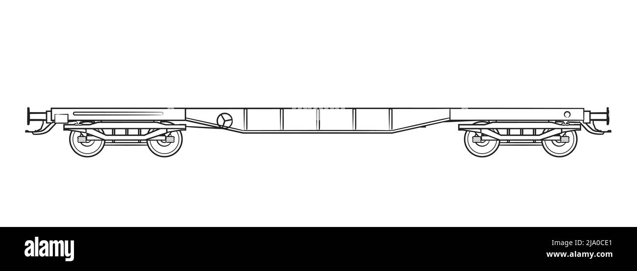 Offener Waggon für Schienengüterverkehr - Darstellung des Vektormaterials. Stock Vektor