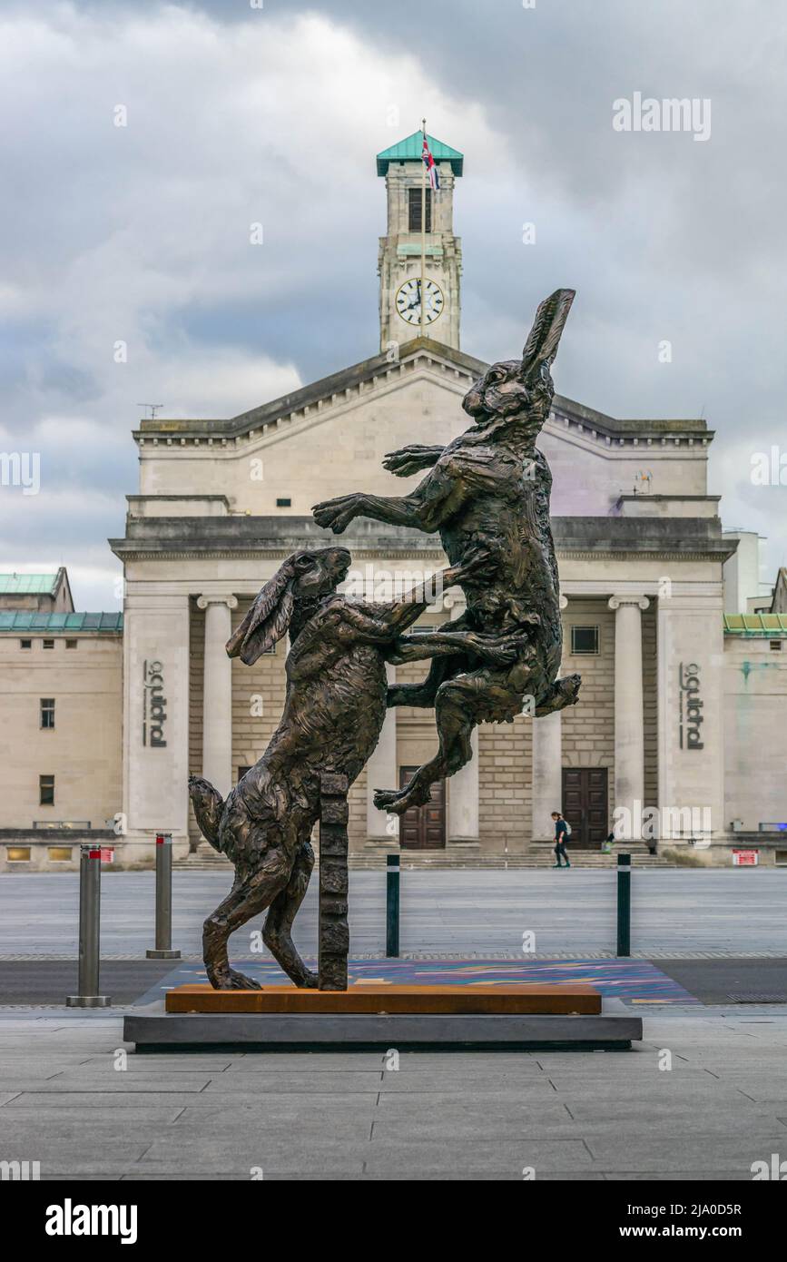 Hamish Mackies ‘Boxing Haes’ Skulptur am Guildhall Square 2022, Southampton, Hampshire, England, Großbritannien Stockfoto