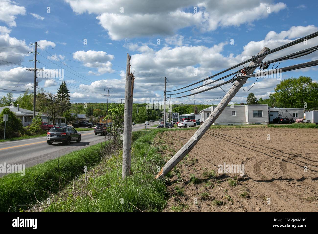 Der Sturm war so stark, dass er mehrere Energiestationen in der Region durchbrach. Stockfoto