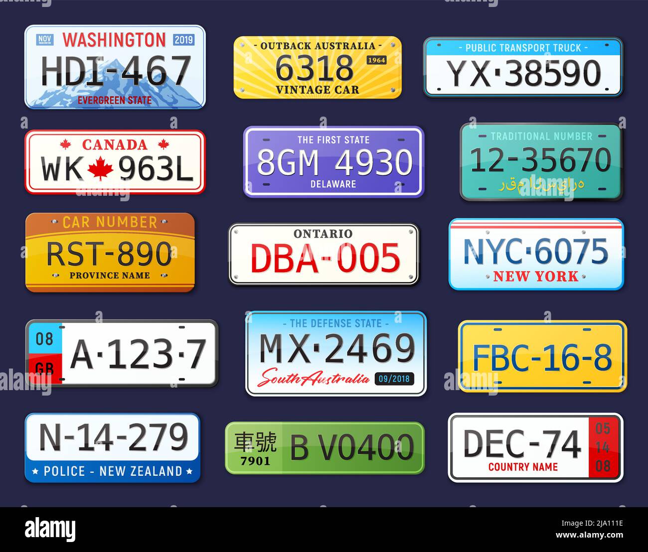 State number plates Stock-Vektorgrafiken kaufen - Alamy