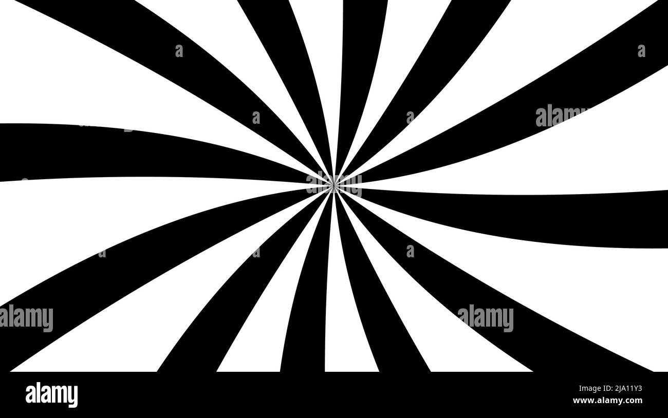 Twisted hellschwarz Vektor-Hintergrund auf weißer, psychedelischer Spirale mit radialen Strahlen, Twirl, Twisted Comic-Effekt, Hypnotische Spirale Stock Vektor