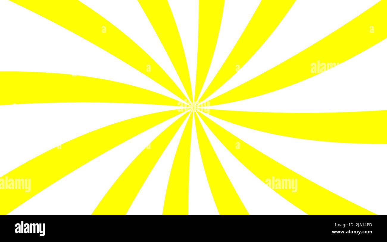 Twisted hellgelb Vektor-Hintergrund auf weißer, psychedelischer Spirale mit radialen Strahlen, Twirl, Twisted Comic-Effekt, Hypnotische Spirale Stock Vektor