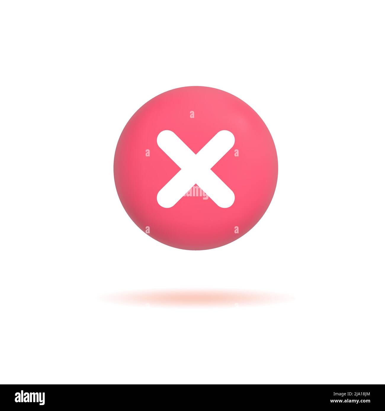 3D Kreuzmarkensymbol, Negativ- oder Ablehenzeichen, realistischer roter Kreuzknopf isoliert auf weißem Hintergrund. Vektorgrafik Stock Vektor