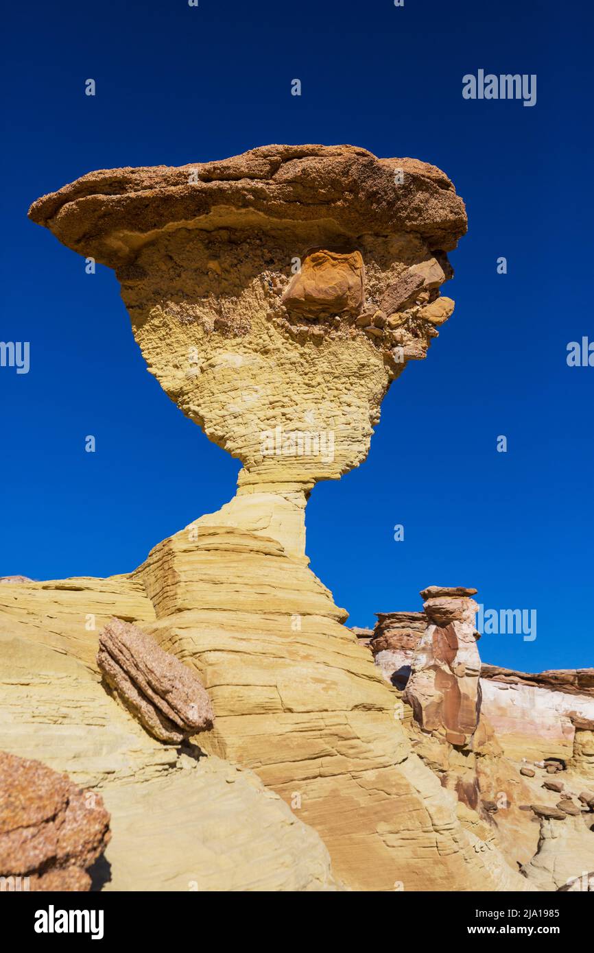 Hoodoos, Anordnung in der Wüste von Utah, USA. Stockfoto