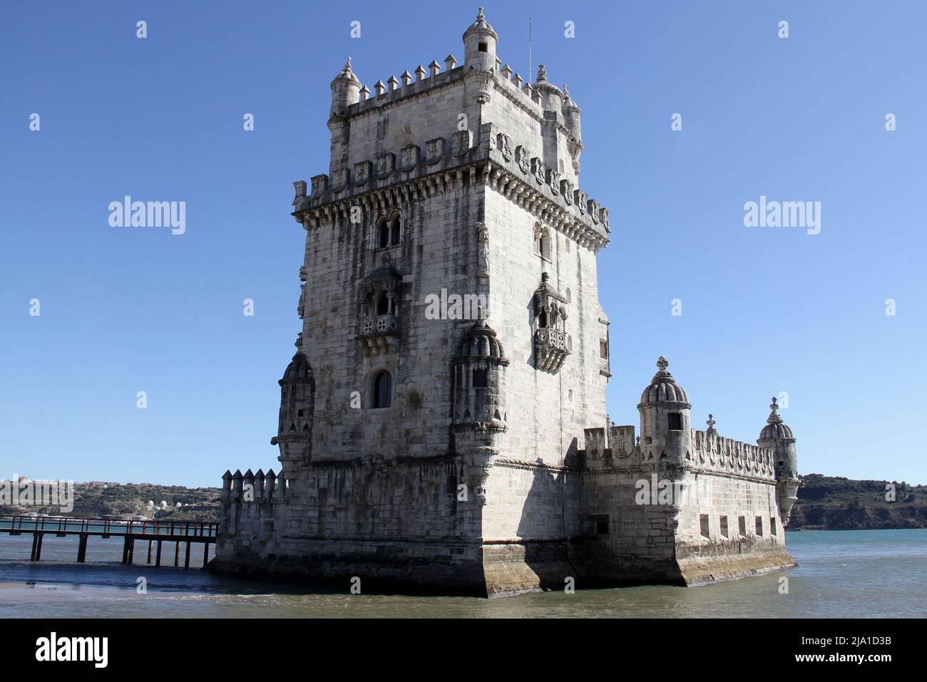 Belem-Turm, eine Festung aus dem 16.. Jahrhundert, die als zeremonielles Tor nach Lissabon, Belem, Lissabon, Portugal diente Stockfoto