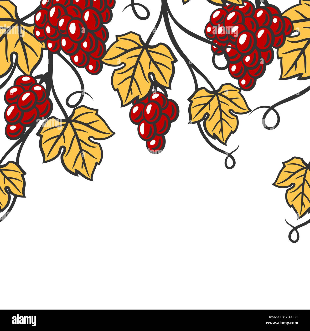 Nahtloses Muster der Rebe mit Blättern und Trauben. Bild der Weinkellerei für Restaurants und Bars. Geschäfts- und Agrarartikel. Stock Vektor