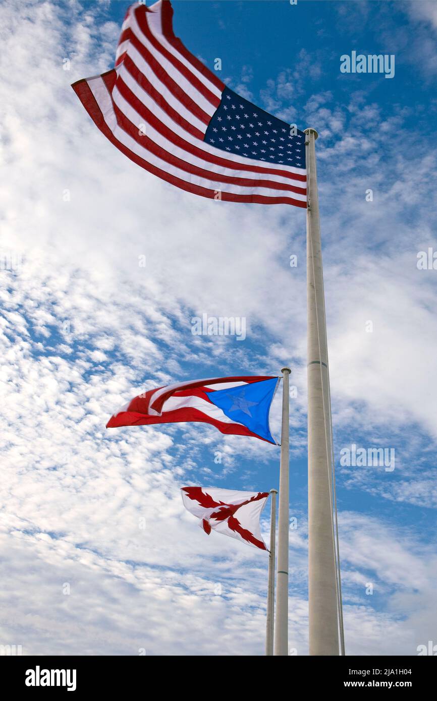Flaggen Fort San Cristobal Puerto Rico V Stockfoto