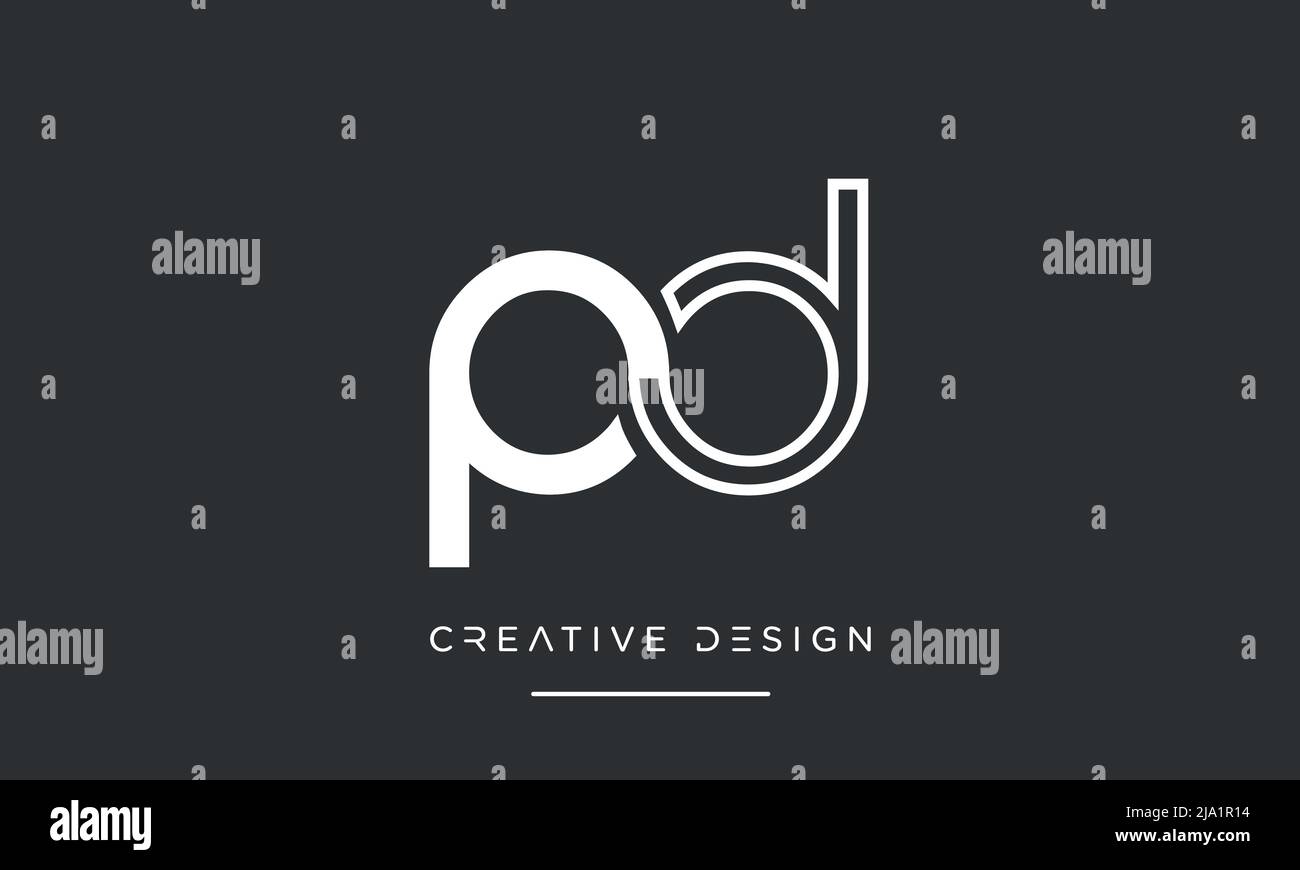 PD-, DP P- oder D-Alphabet Buchstaben Abstraktes Logo-Emblem Stock Vektor