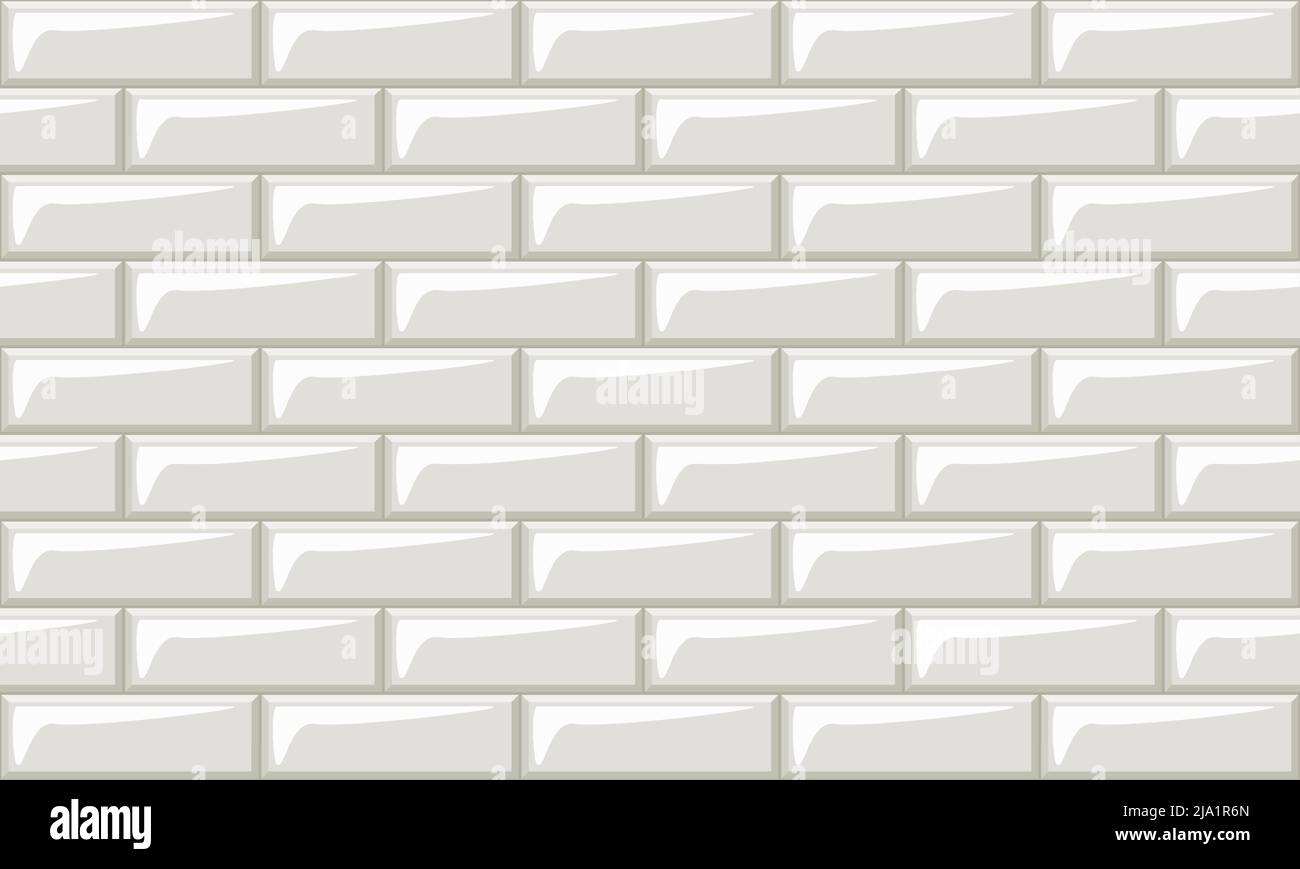 U-Bahn-Fliesen horizontal weiß Hintergrund U-Bahn-Backstein-Dekor nahtlose Muster für Küche, Bad oder im Freien Architektur Vektor Illustration Hochglanz b Stock Vektor