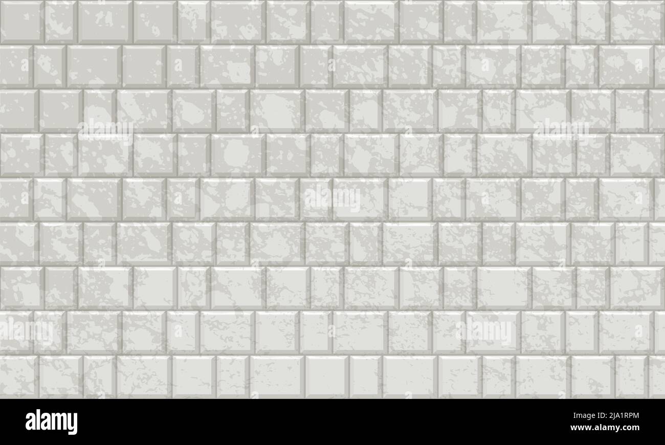 U-Bahn-Fliesen horizontal weiß Hintergrund U-Bahn-Backstein-Dekor nahtlose Muster für Küche, Bad oder im Freien Architektur Vektor Illustration Hochglanz b Stock Vektor