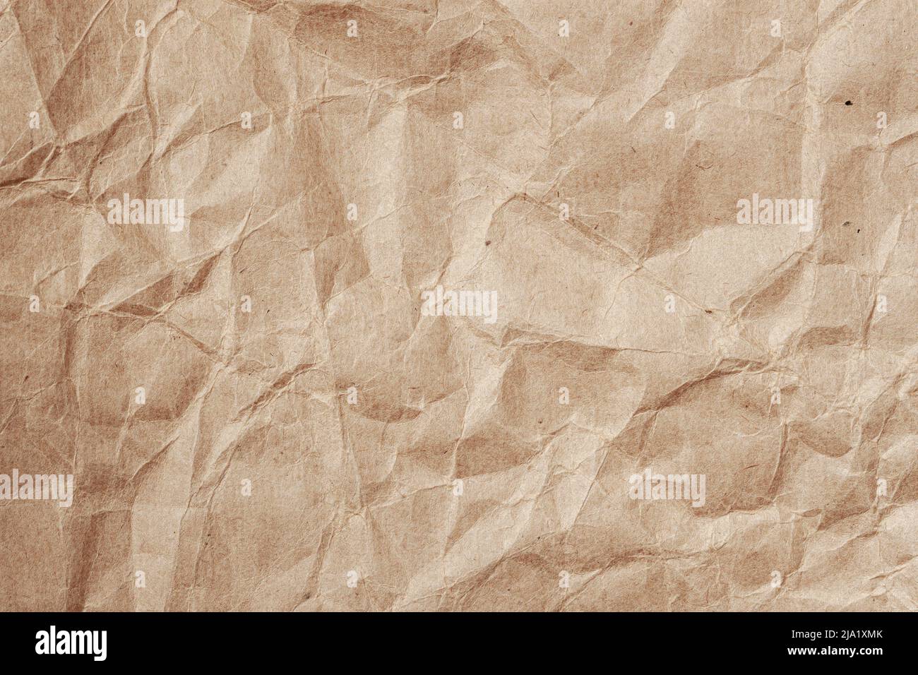 Zerknittertes Umwelt- oder Bastelpapier, Nahaufnahme Stockfoto