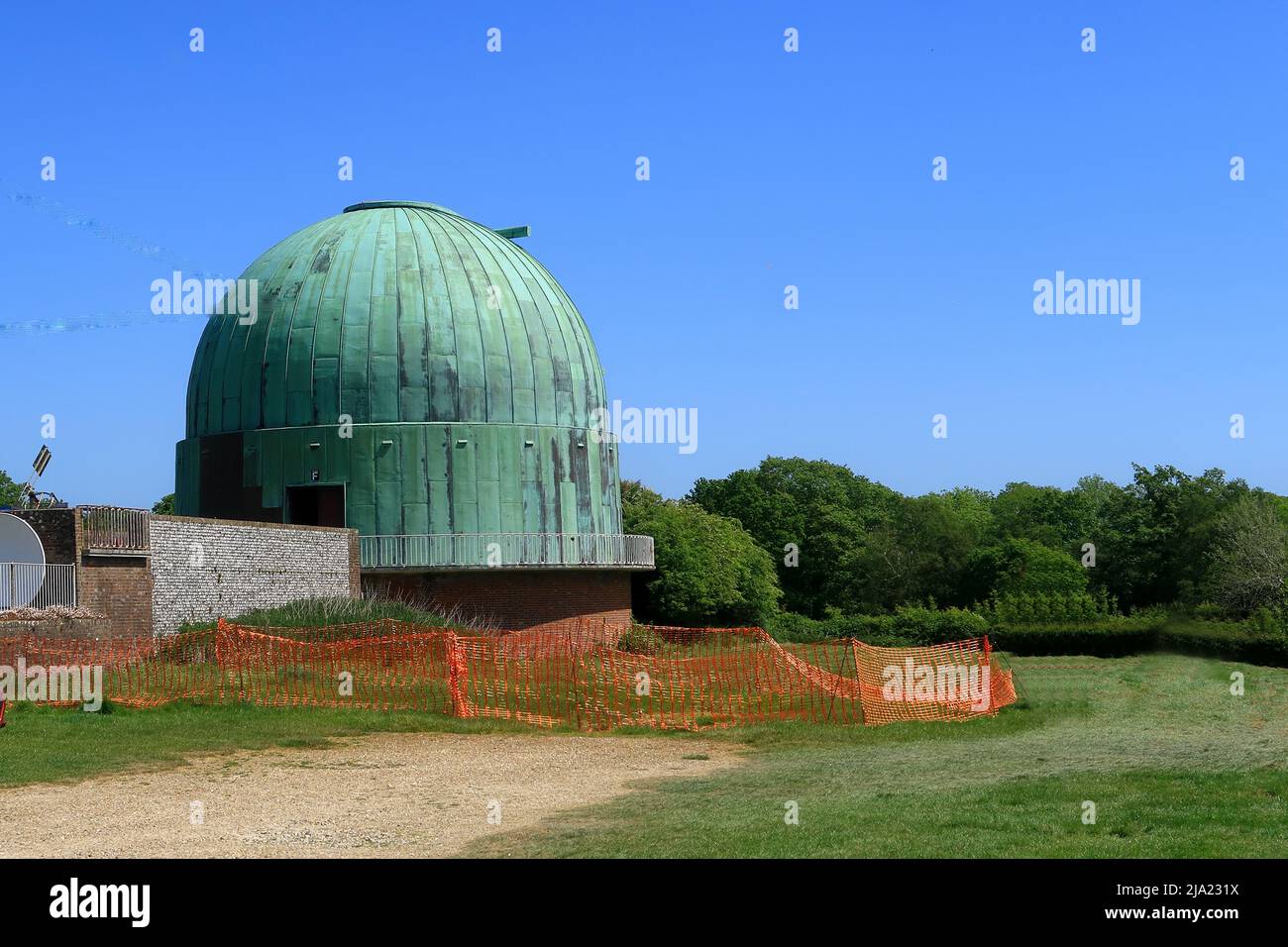 Ein landschaftlich reizvoller Blick auf die Landschaft rund um das Herstmonceux Observatorium Stockfoto