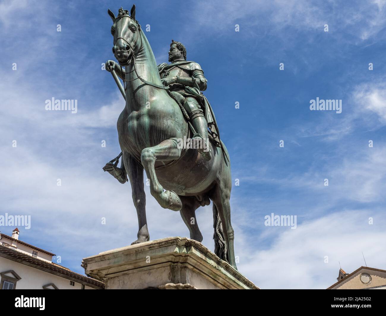 Reiterstatue von Ferdinando I, Piazza della Santissima Annunziata, Florenz, Toskana Stockfoto