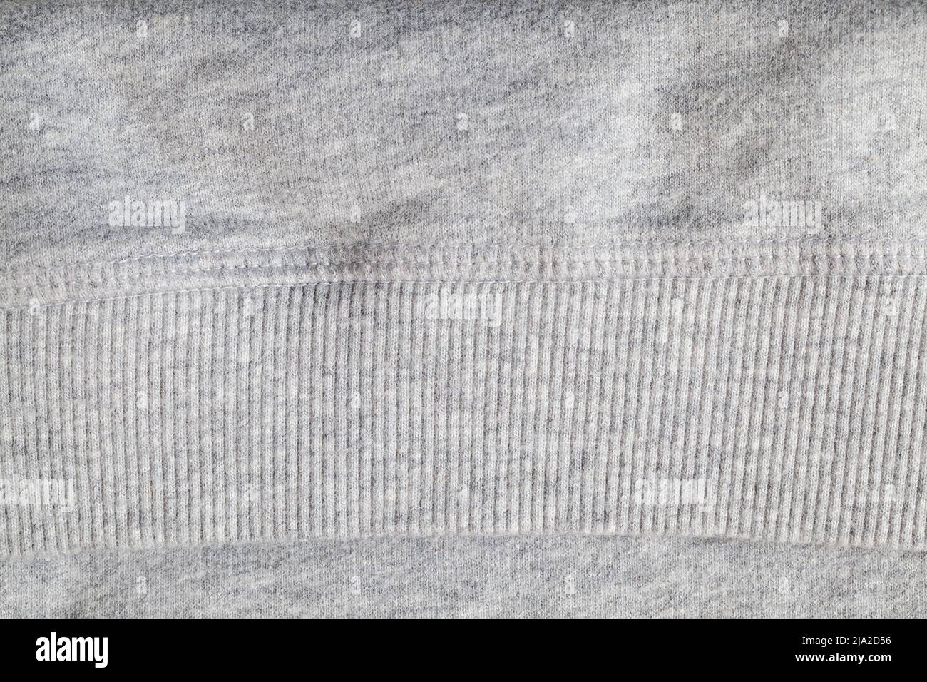 Baumwollstoff für die Herstellung von Kleidung und anderen Baumwollgegenständen, die Struktur des gestrickten Baumwollfadens in den Stoff Stockfoto