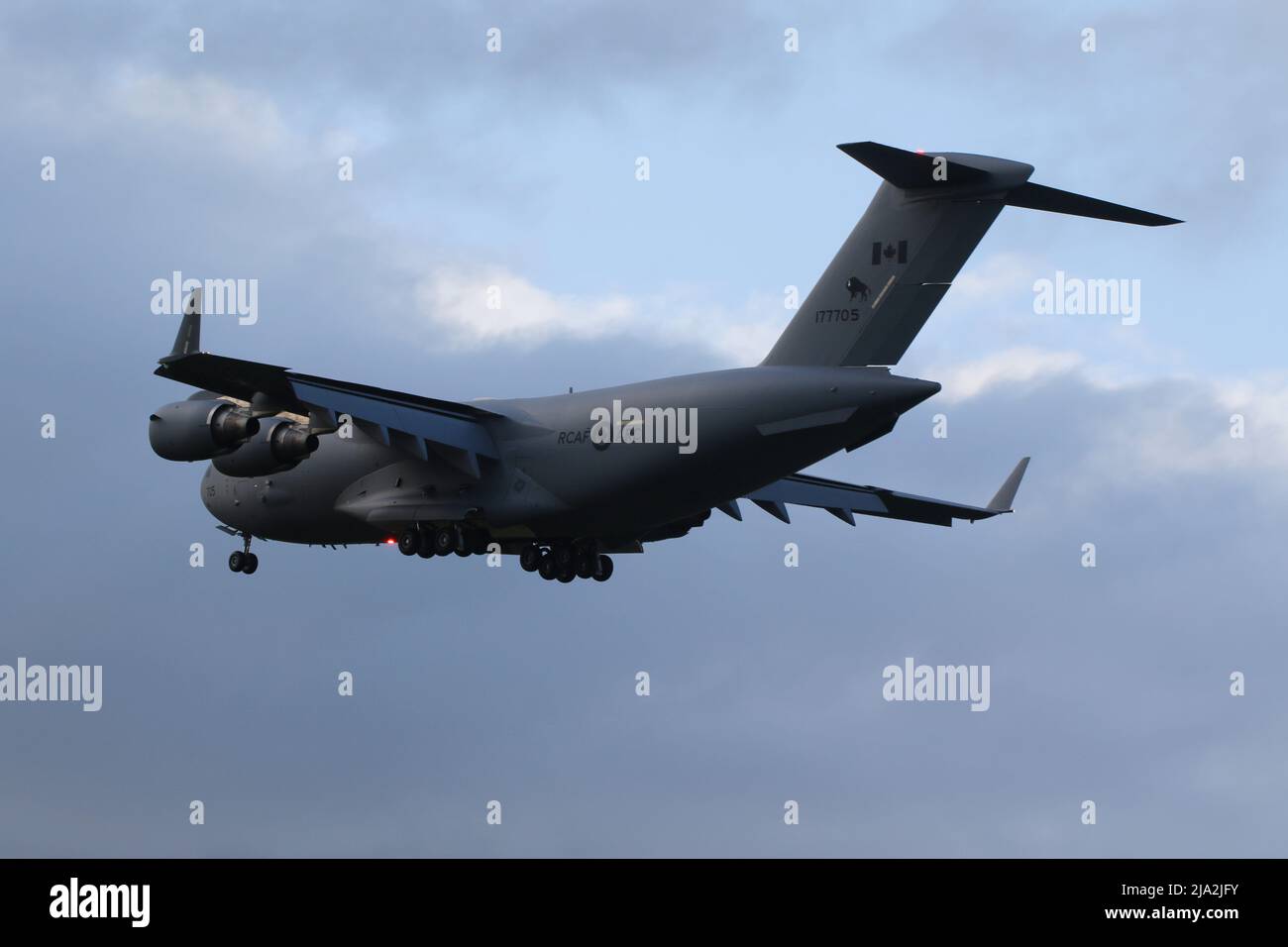 177705, eine Boeing CC-177A Globemaster, die von der Royal Canadian Air Force betrieben wird, am Flughafen Prestwick in Ayrshire, Schottland. Stockfoto