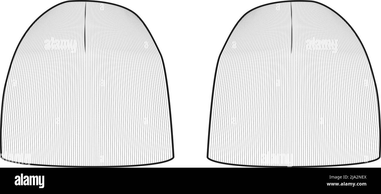 Beanie Hat Strickstrumpf Cap Flache Illustration Cad Zubehör Winter Streetwear Mockup Blank Vektor Stock Vektor