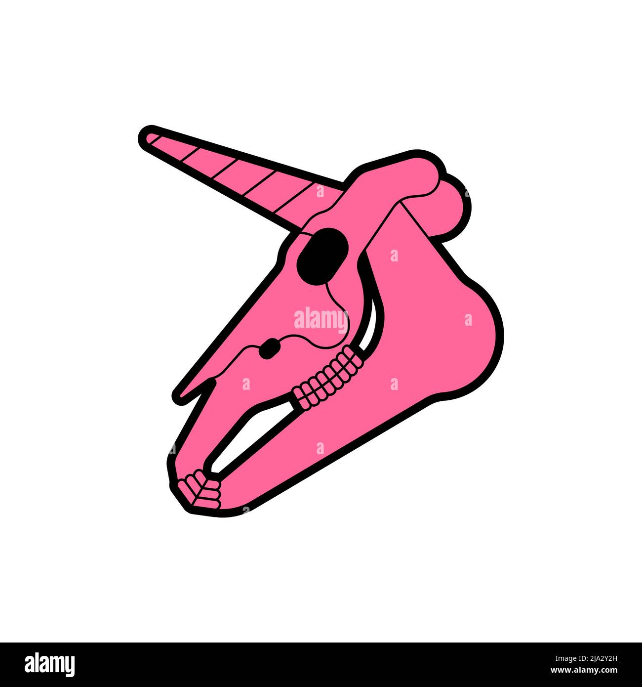 Einhorn-Schädel isoliert. Magisches Pferd mit Hornkranium. Vektorgrafik Stock Vektor