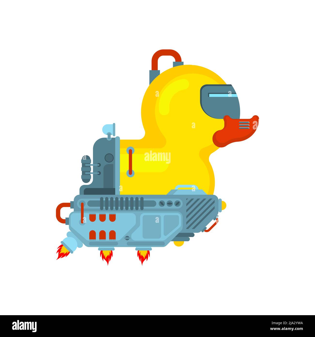 Gummi Ente Roboter. Cyber Ente Spielzeug der Zukunft Stock Vektor