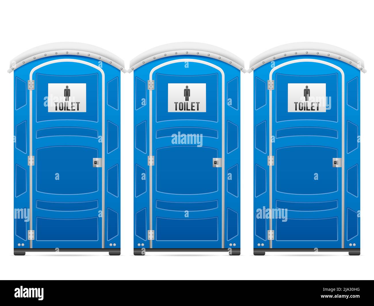Tragbare Toiletten auf weißem Hintergrund. Vektorgrafik. Stockfoto