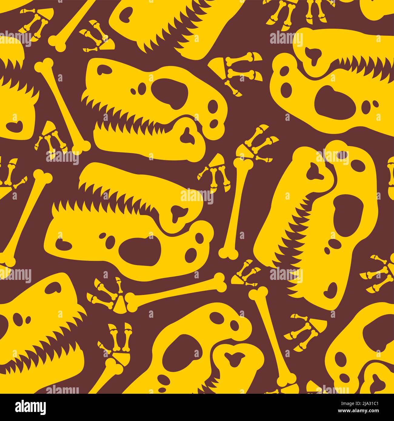 Dinosaurier Schädel Muster nahtlos. Der Schädel des Tyrannosaurus rex Hintergrund. t-rex Knochenstruktur Stock Vektor