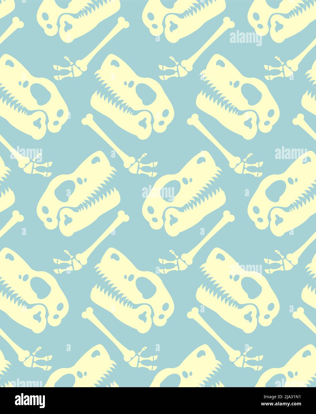 Dinosaurier Schädel Muster nahtlos. Der Schädel des Tyrannosaurus rex Hintergrund. t-rex Knochenstruktur Stock Vektor