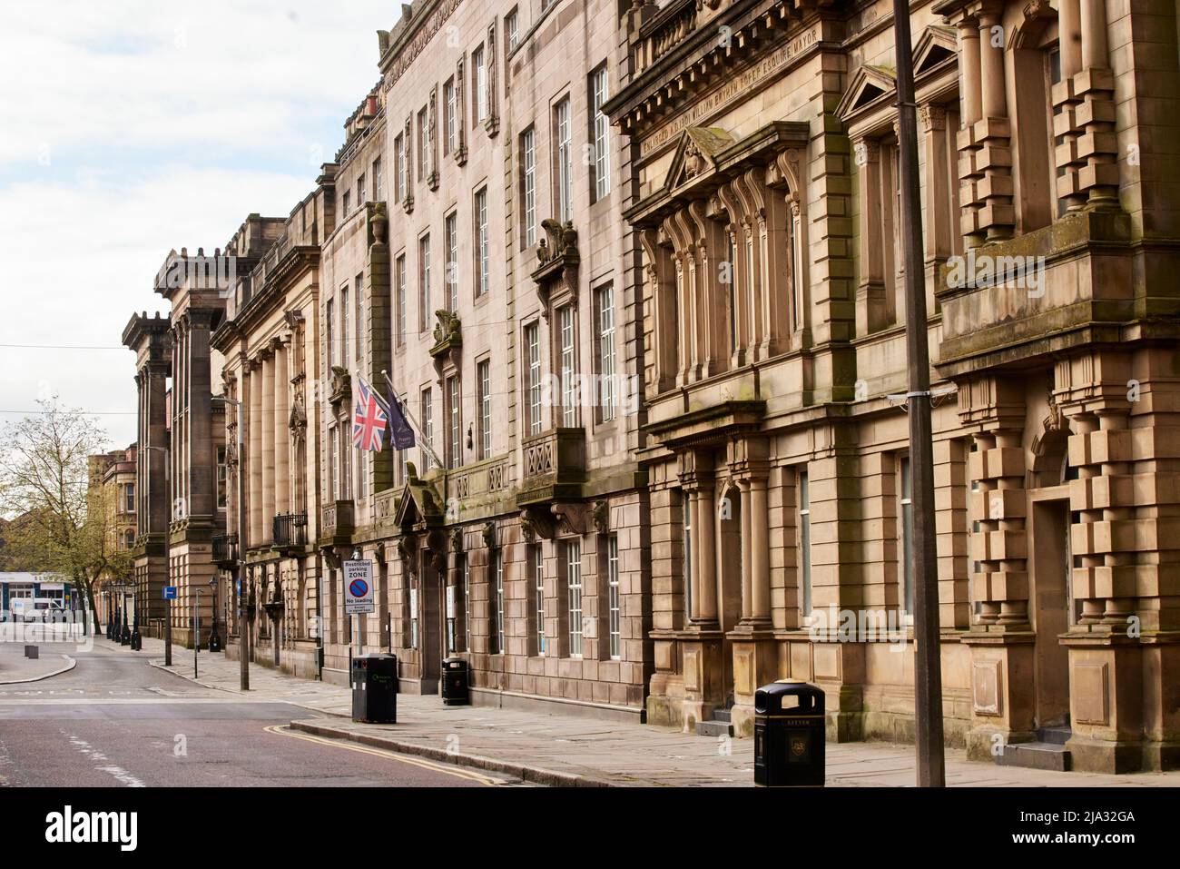 Preston in Lancashire, edwardianisches Sandsteingebäude an der Lancaster Road im Stadtzentrum Stockfoto